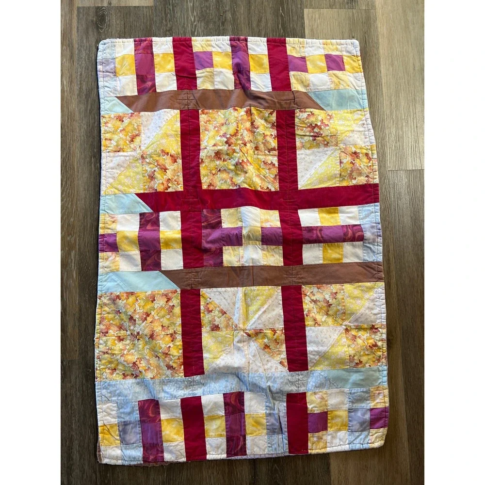 Handmade Patchwork Quilt Crib‎ Kids Small Multicolor Floral Cottagecore Blanket